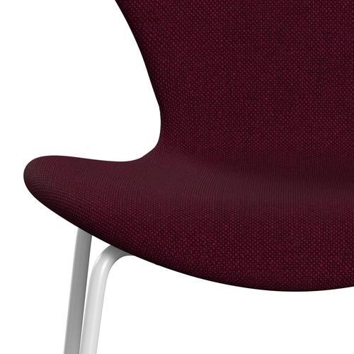 Fritz Hansen 3107 Chair Full Upholstery, White/Hallingdal Wine Red/Violet