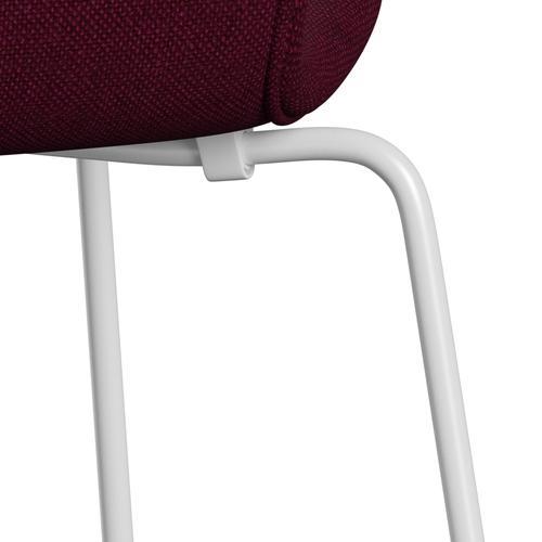 Fritz Hansen 3107 Chair Full Upholstery, White/Hallingdal Wine Red/Violet