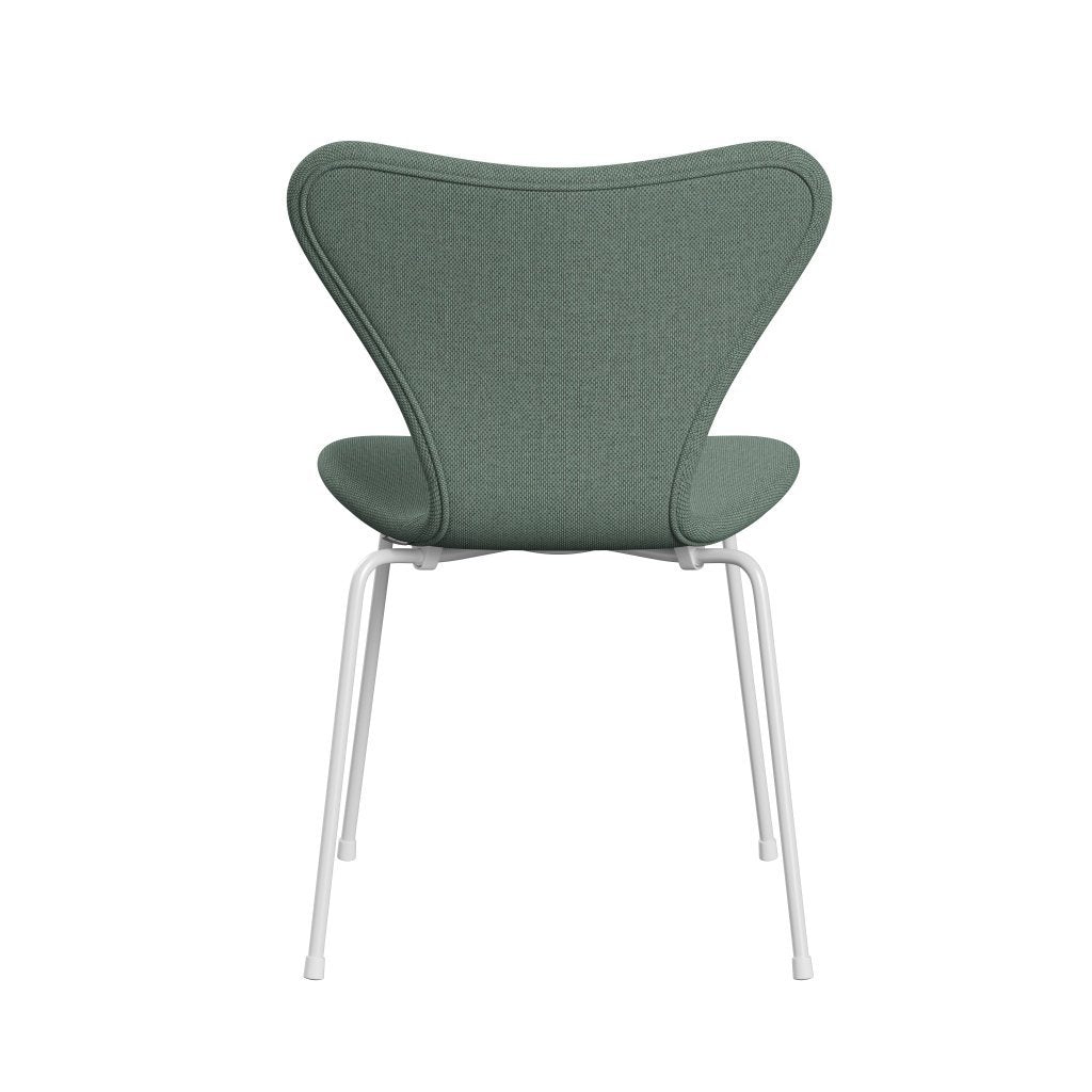 Fritz Hansen 3107 Krzesło pełna tapicerka, biało -wełna Aqua/Natural