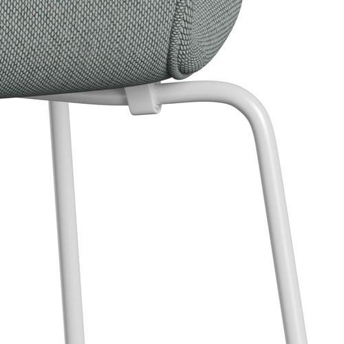 Fritz Hansen 3107 Krzesło pełna tapicerka, biały/re wełniany blady aqua