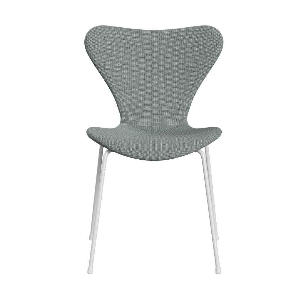 Fritz Hansen 3107 Krzesło pełna tapicerka, biały/re wełniany blady aqua