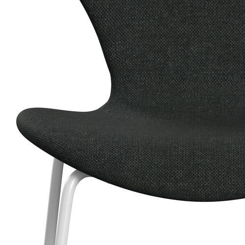 Fritz Hansen 3107 Krzesło pełna tapicerka, biało -wełna czarna/naturalna