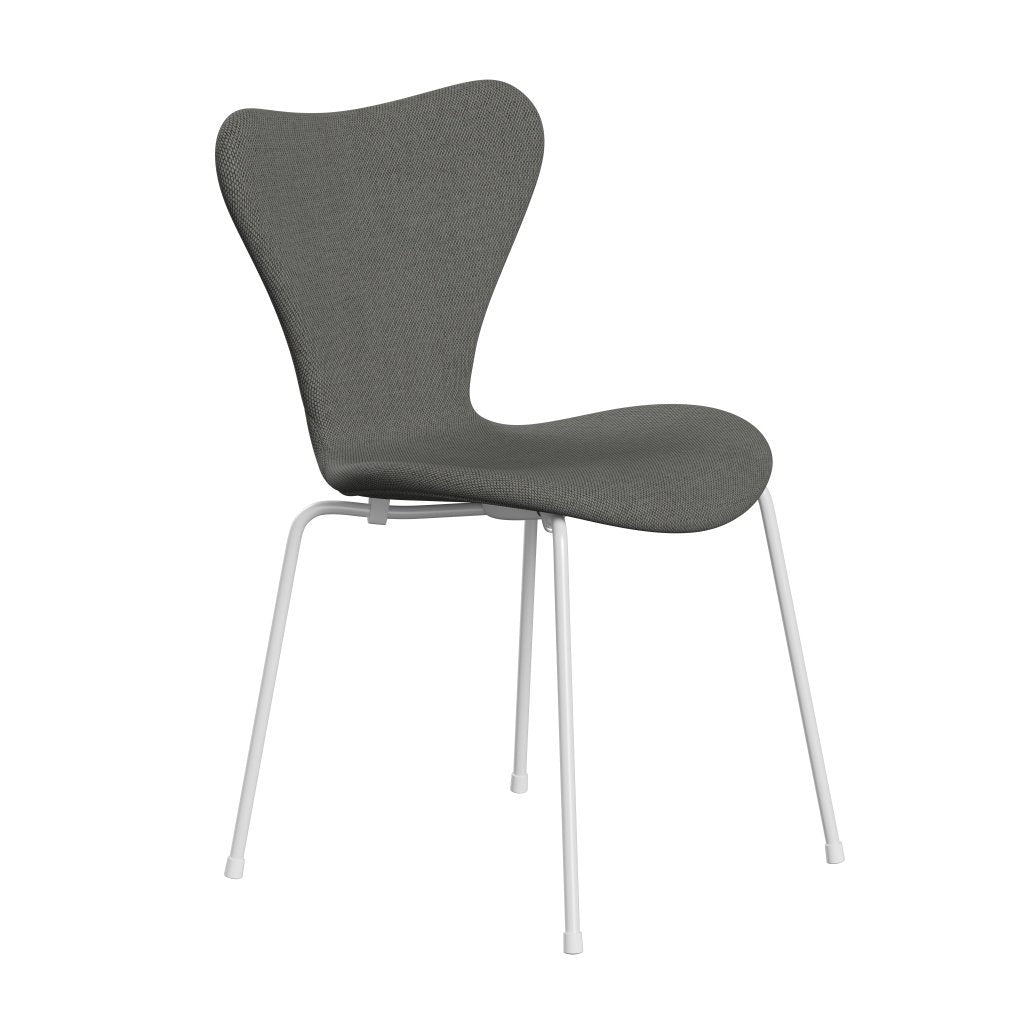 Fritz Hansen 3107 Krzesło pełna tapicerka, biało -wełna taupe/naturalna