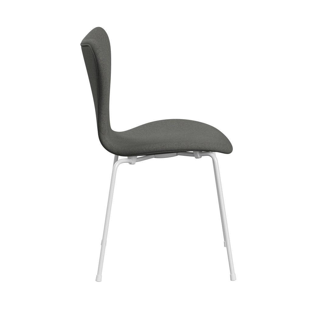 Fritz Hansen 3107 Krzesło pełna tapicerka, biało -wełna taupe/naturalna