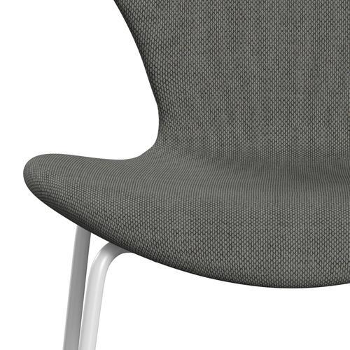 Fritz Hansen 3107 Krzesło pełna tapicerka, biało -wełna taupe/naturalna