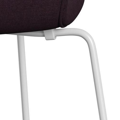 Fritz Hansen 3107 Chair Full Upholstery, White/Remix Aubergine (Rem692)