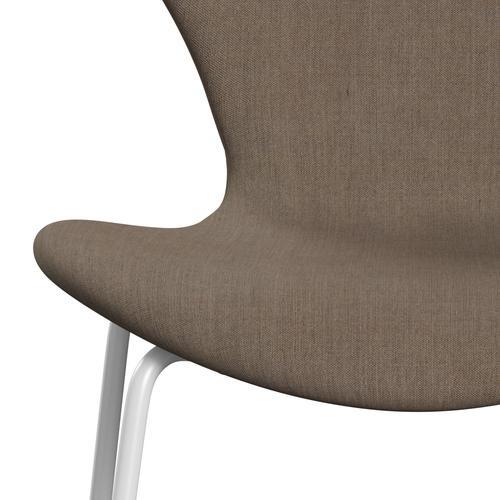 Fritz Hansen 3107 Chair Full Upholstery, White/Remix Beige (Rem233)