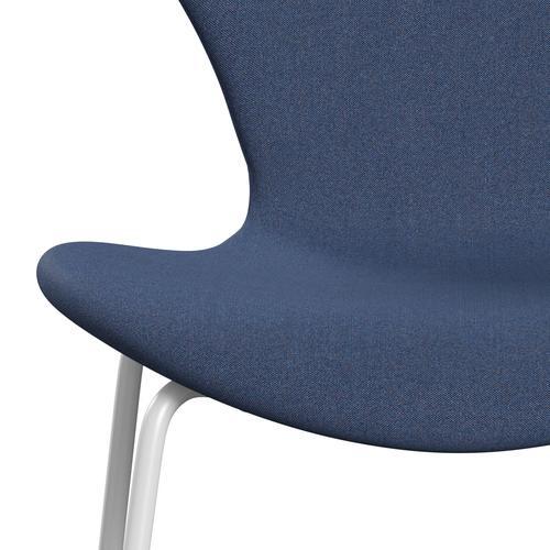 Fritz Hansen 3107 Chair Full Upholstery, White/Remix Blue (Rem743)