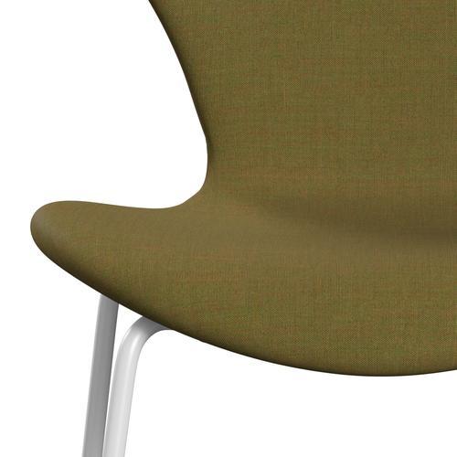 Fritz Hansen 3107 Krzesło pełna tapicerka, biały/remiks Golden Green