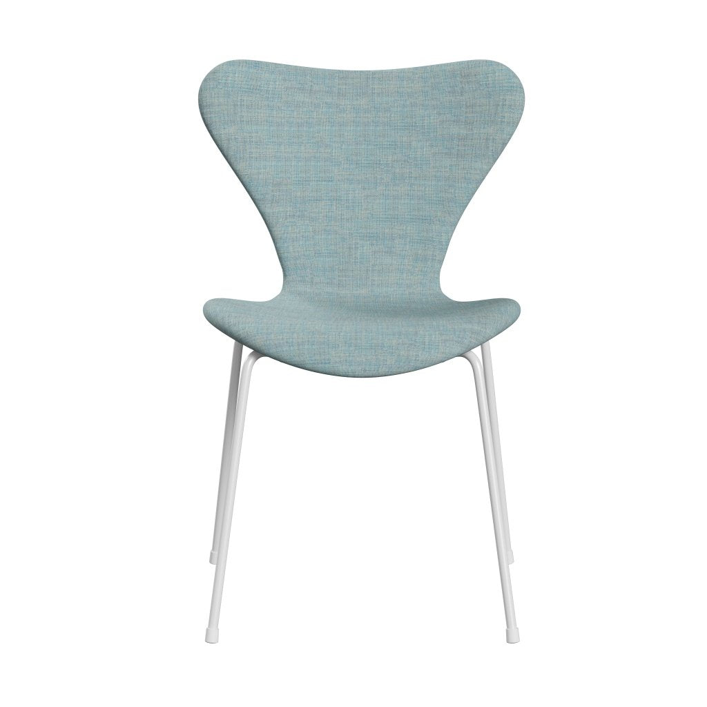 Fritz Hansen 3107 Chair Full Upholstery, White/Remix Light Blue