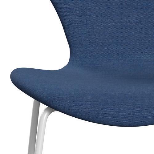 Fritz Hansen 3107 Chair Full Upholstery, White/Remix Cobalt Blue