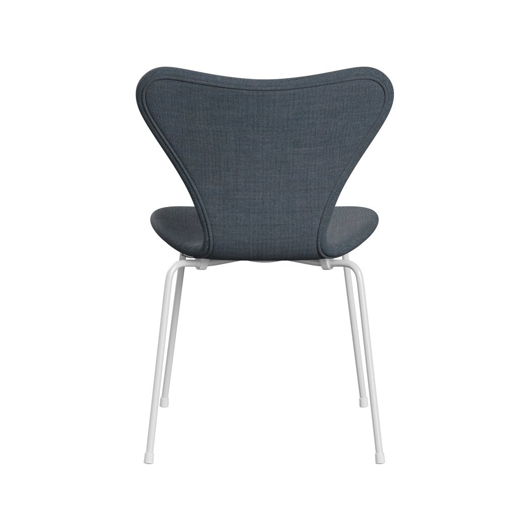 Fritz Hansen 3107 Krzesło pełna tapicerka, biała/remiksowa benzyna Blue Dark