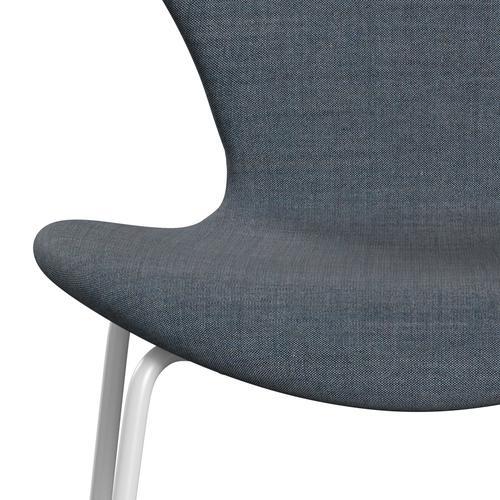 Fritz Hansen 3107 Krzesło pełna tapicerka, biała/remiksowa benzyna Blue Dark