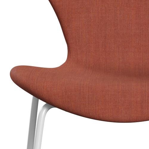 Fritz Hansen 3107 Krzesło pełna tapicerka, biały/remiks Rust Red