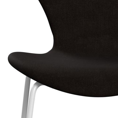 Fritz Hansen 3107 Chair Full Upholstery, White/Remix Chocolate Brown (Rem383)