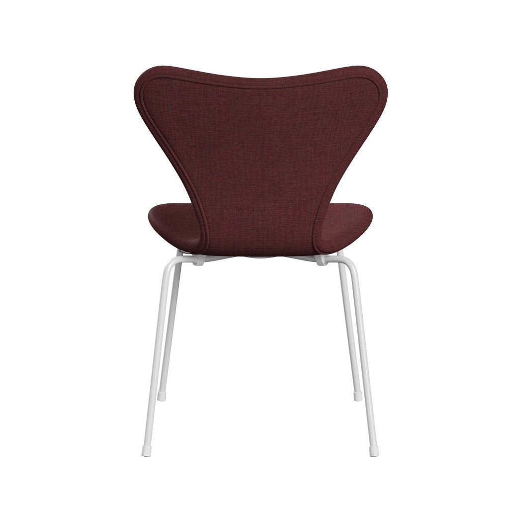 Fritz Hansen 3107 Chair Full Upholstery, White/Remix Wine Red