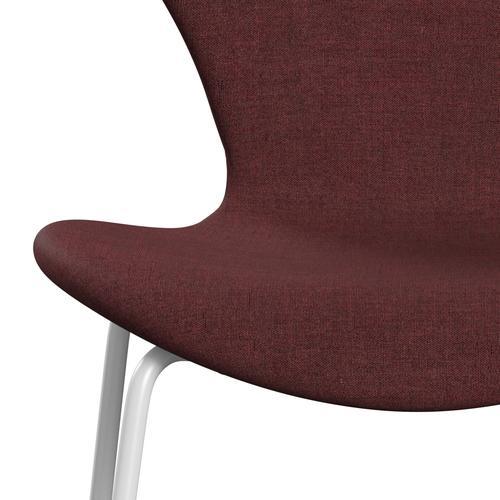 Fritz Hansen 3107 Krzesło pełne tapicerka, White/Remix Wine Red