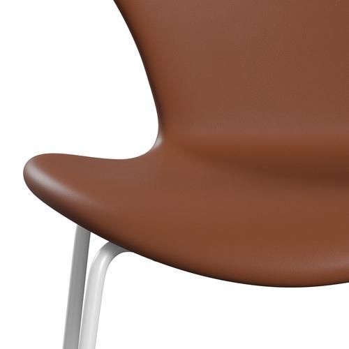 Fritz Hansen 3107 Chair Full Upholstery, White/Soft Cognac