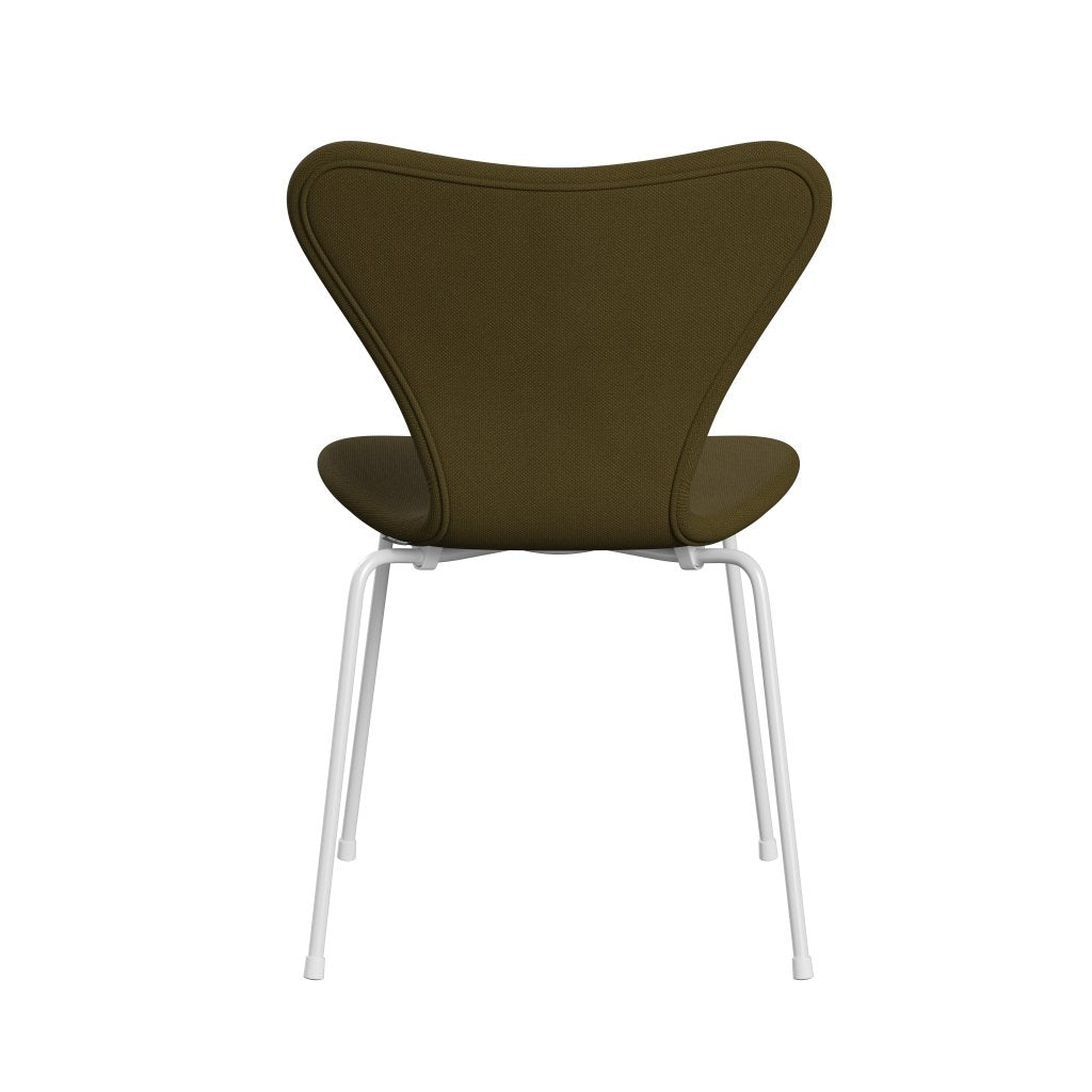 Fritz Hansen 3107 Krzesło pełna tapicerka, biały/stalcut Army Green