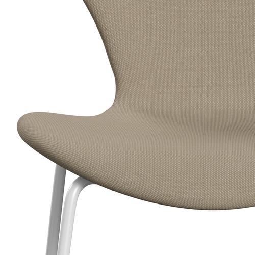 Fritz Hansen 3107 Krzesło pełna tapicerka, biało/Steelcut Beige