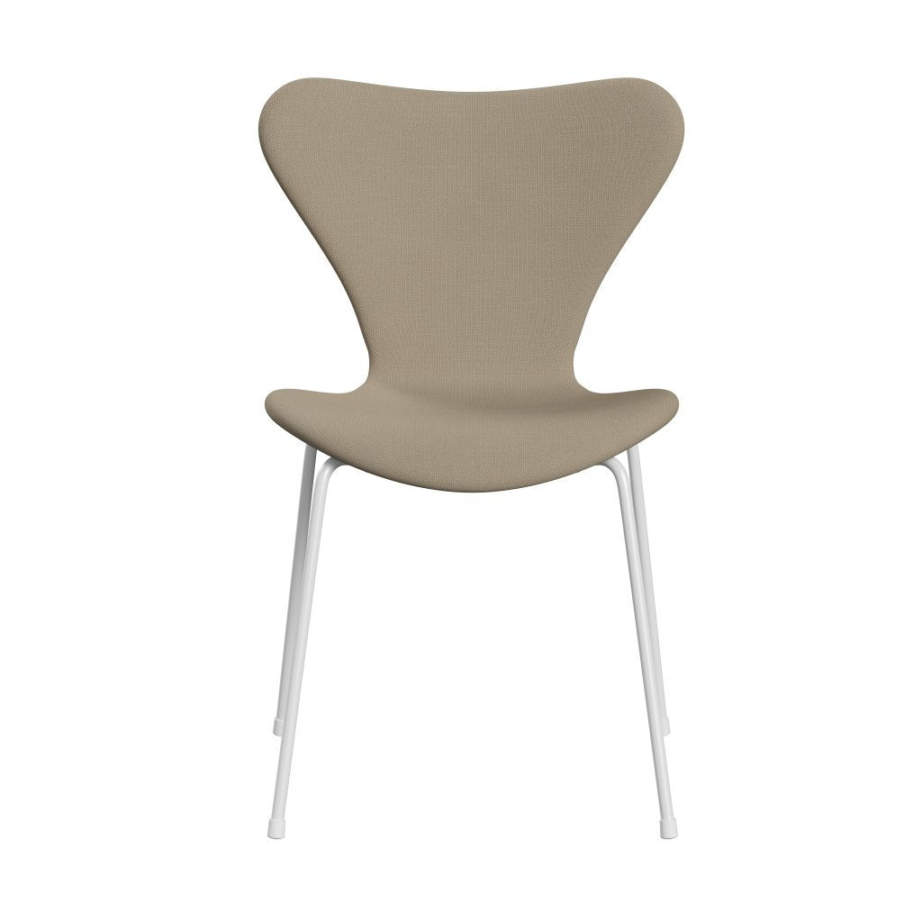 Fritz Hansen 3107 Krzesło pełna tapicerka, biało/Steelcut Beige