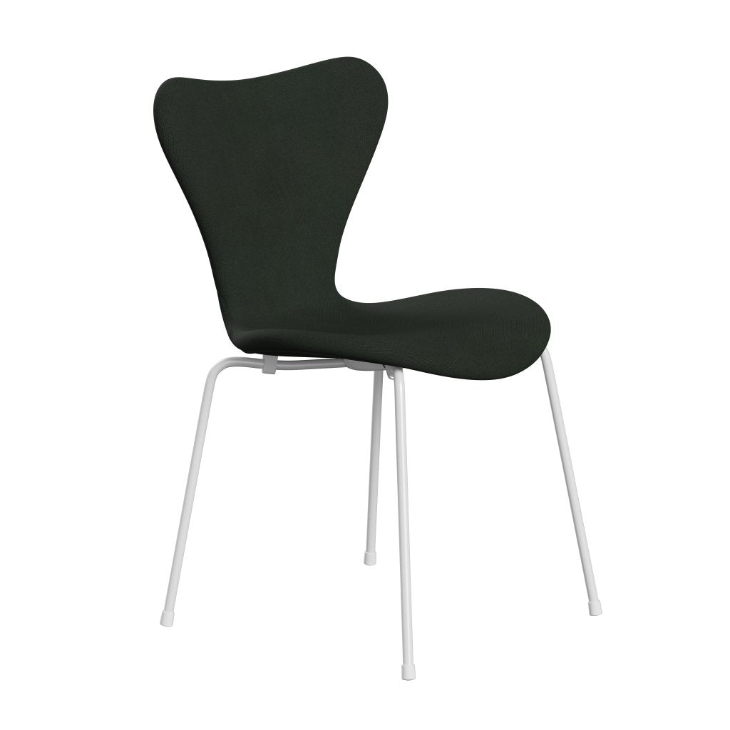 Fritz Hansen 3107 Krzesło pełna tapicerka, biały/Steelcut Dark Army Green