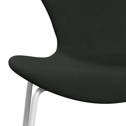 Fritz Hansen 3107 Krzesło pełna tapicerka, biały/Steelcut Dark Army Green