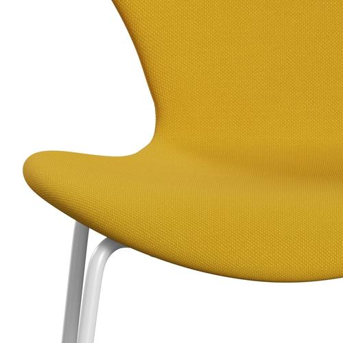 Fritz Hansen 3107 Krzesło pełna tapicerka, biały/stalowy żółty