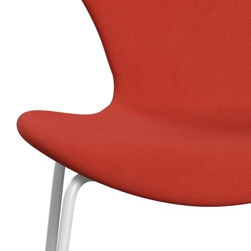 Fritz Hansen 3107 Chair Full Upholstery, White/Steelcut Light Red