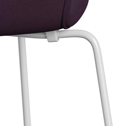 Fritz Hansen 3107 Chair Full Upholstery, White/Steelcut Medium Violet