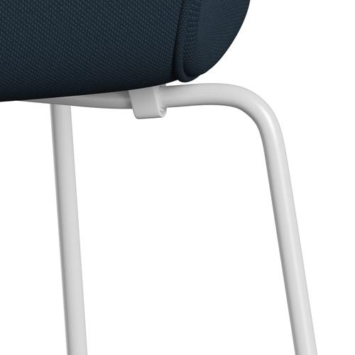 Fritz Hansen 3107 Chair Full Upholstery, White/Steelcut Navy Blue