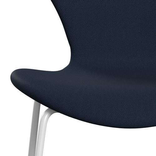 Fritz Hansen 3107 Chair Full Upholstery, White/Steelcut Ocean Blue Dark