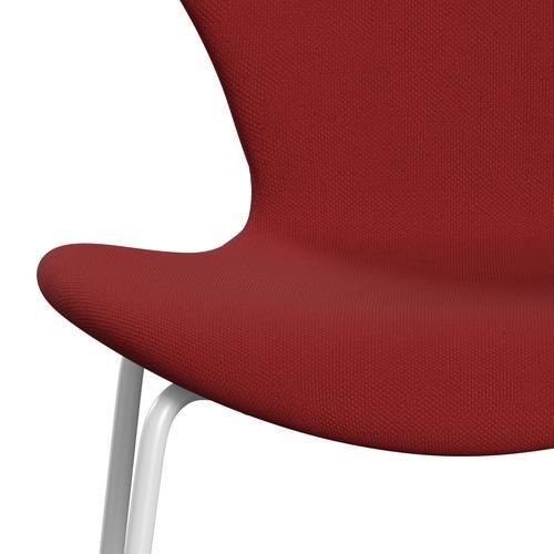 Fritz Hansen 3107 Chair Full Upholstery, White/Steelcut Red