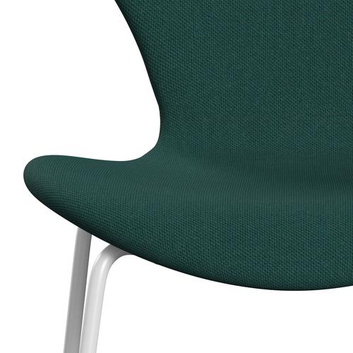 Fritz Hansen 3107 Chair Full Upholstery, White/Steelcut Trio Dark Green