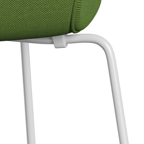 Fritz Hansen 3107 Chair Full Upholstery, White/Steelcut Trio Grass Green