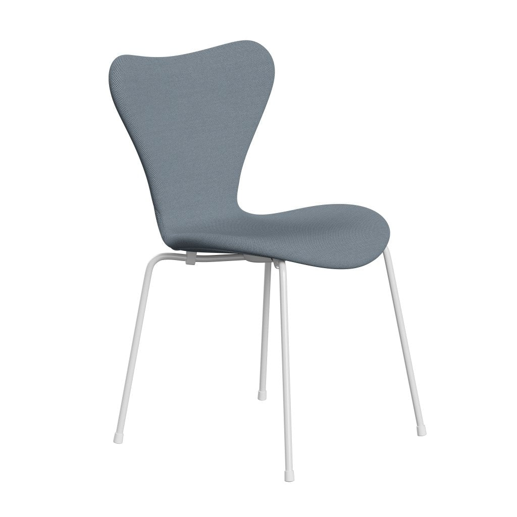 Fritz Hansen 3107 Chair Full Upholstery, White/Steelcut Trio Pastel Blue