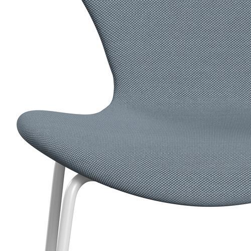 Fritz Hansen 3107 Chair Full Upholstery, White/Steelcut Trio Pastel Blue