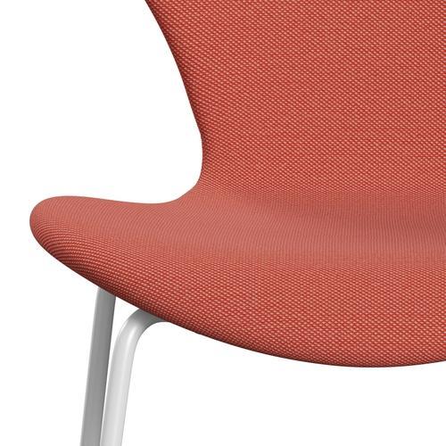 Fritz Hansen 3107 Chair Full Upholstery, White/Steelcut Trio Pink/Orange