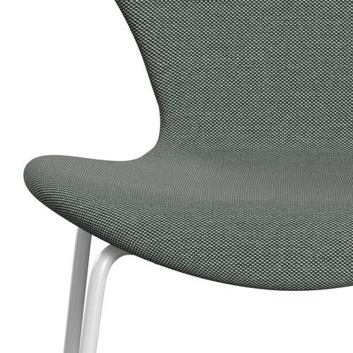 Fritz Hansen 3107 Krzesło pełna tapicerka, biały/stalcut trio biały/ciemnozielony