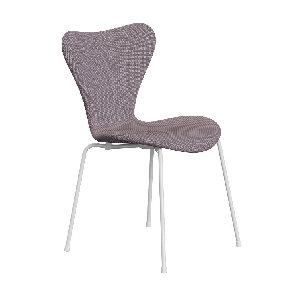 Fritz Hansen 3107 Chair Full Upholstery, White/Steelcut Trio White/Violet