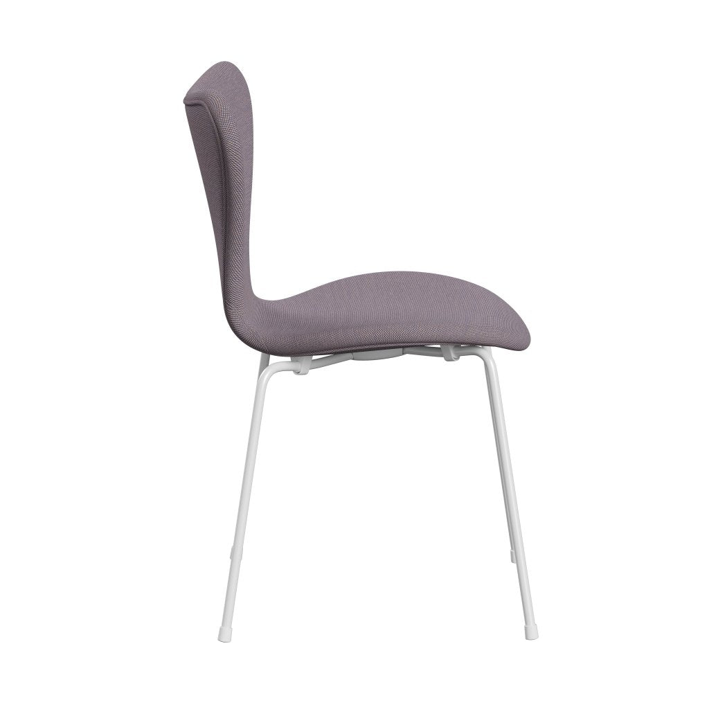 Fritz Hansen 3107 Chair Full Upholstery, White/Steelcut Trio White/Violet