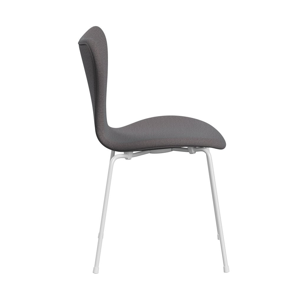 Fritz Hansen 3107 Chair Full Upholstery, White/Steelcut Trio Soft Blue/Brown/Black