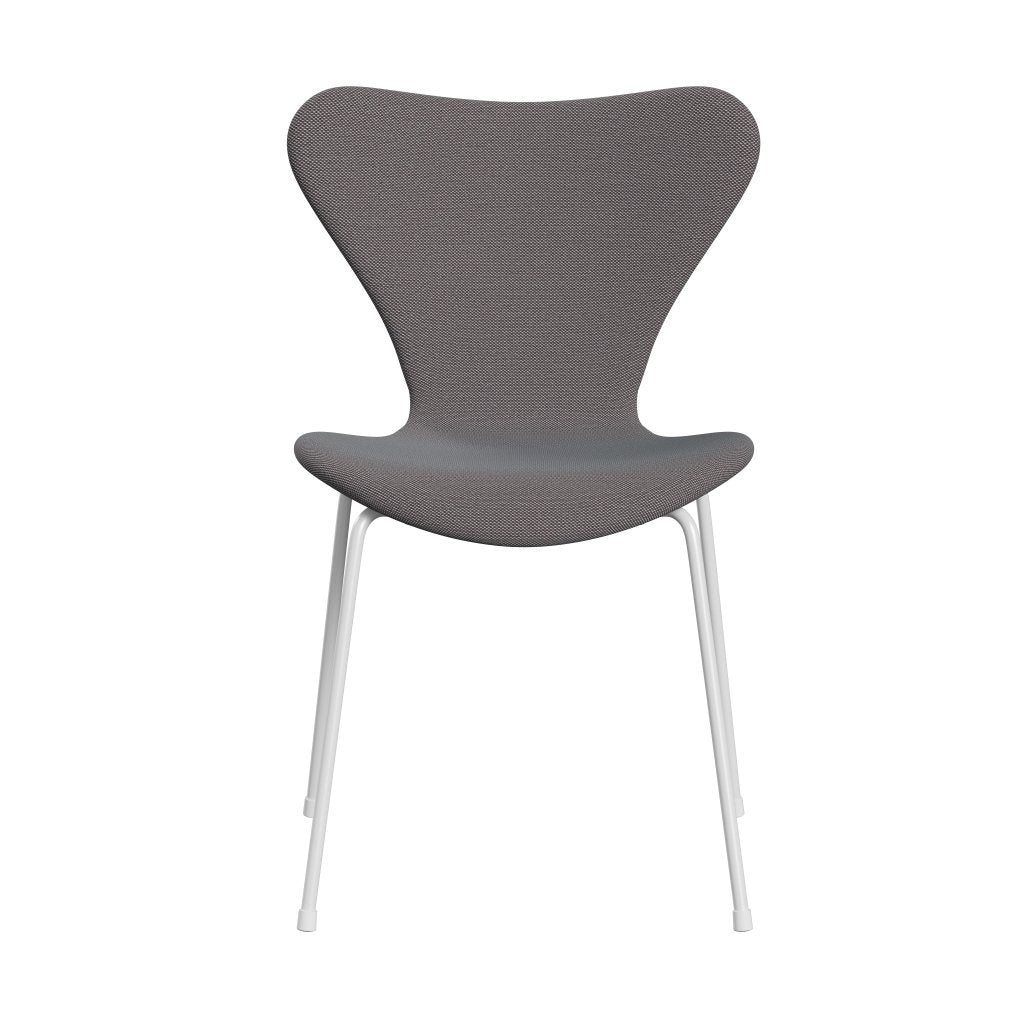 Fritz Hansen 3107 Chair Full Upholstery, White/Steelcut Trio Soft Blue/Brown/Black