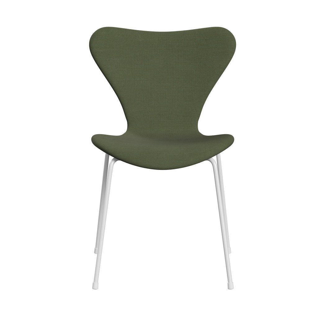 Fritz Hansen 3107 Chair Full Upholstery, White/Steelcut Trio Soft Green