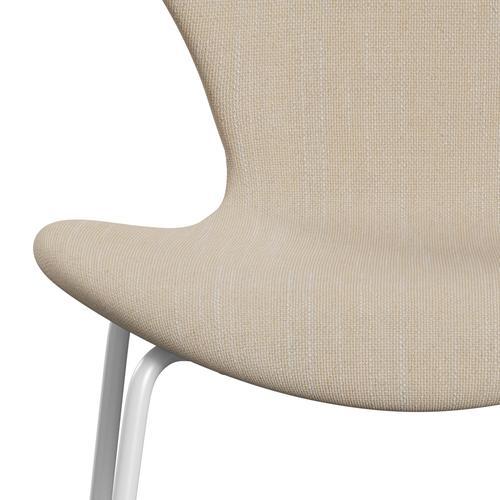 Fritz Hansen 3107 Chair Full Upholstery, White/Sunniva 2 Crème/Sand