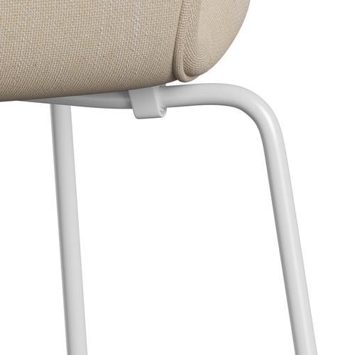 Fritz Hansen 3107 Chair Full Upholstery, White/Sunniva 2 Crème/Sand