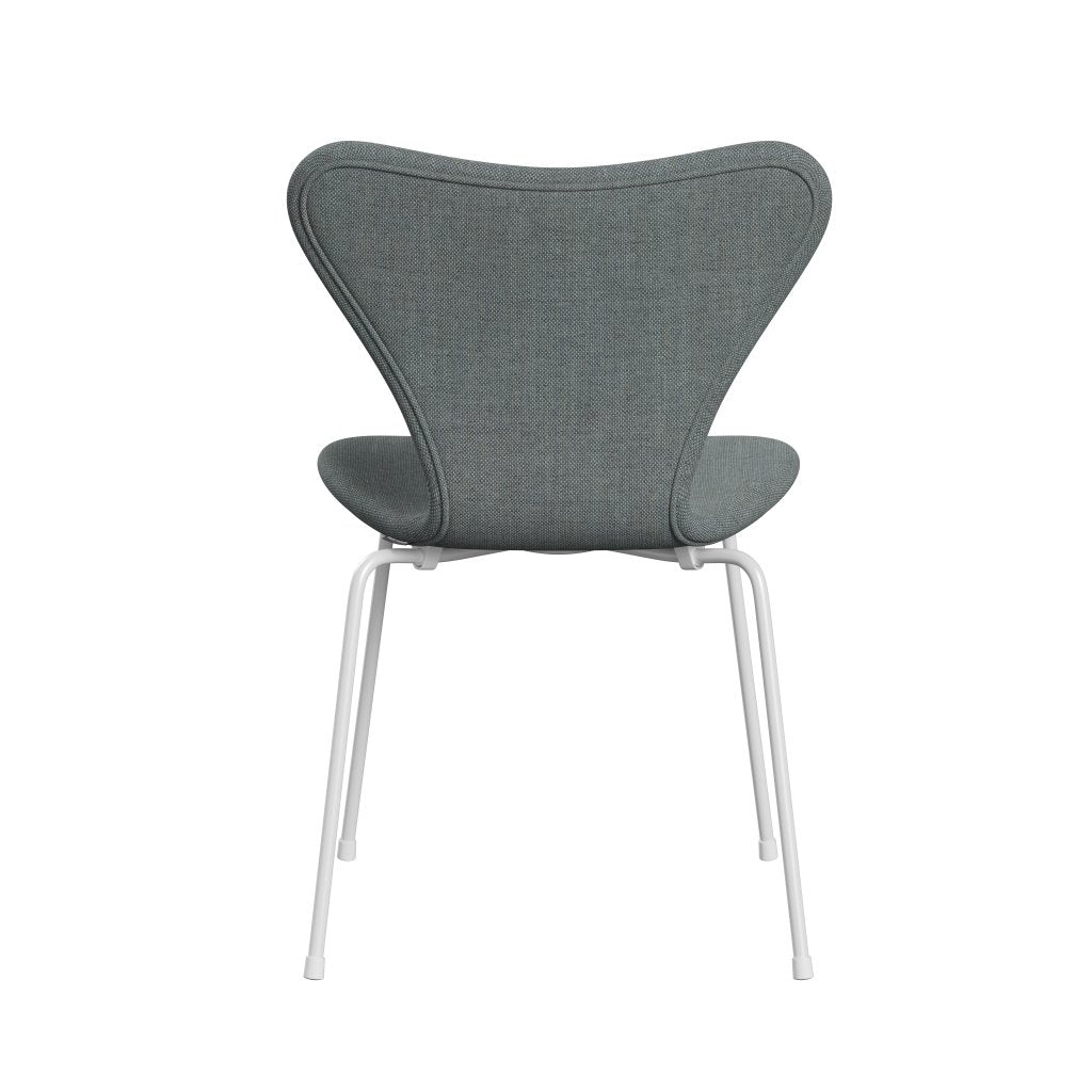 Fritz Hansen 3107 Chair Full Upholstery, White/Sunniva 2 Grey/Pale Green