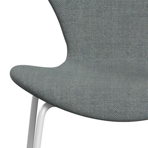 Fritz Hansen 3107 Chair Full Upholstery, White/Sunniva 2 Grey/Pale Green