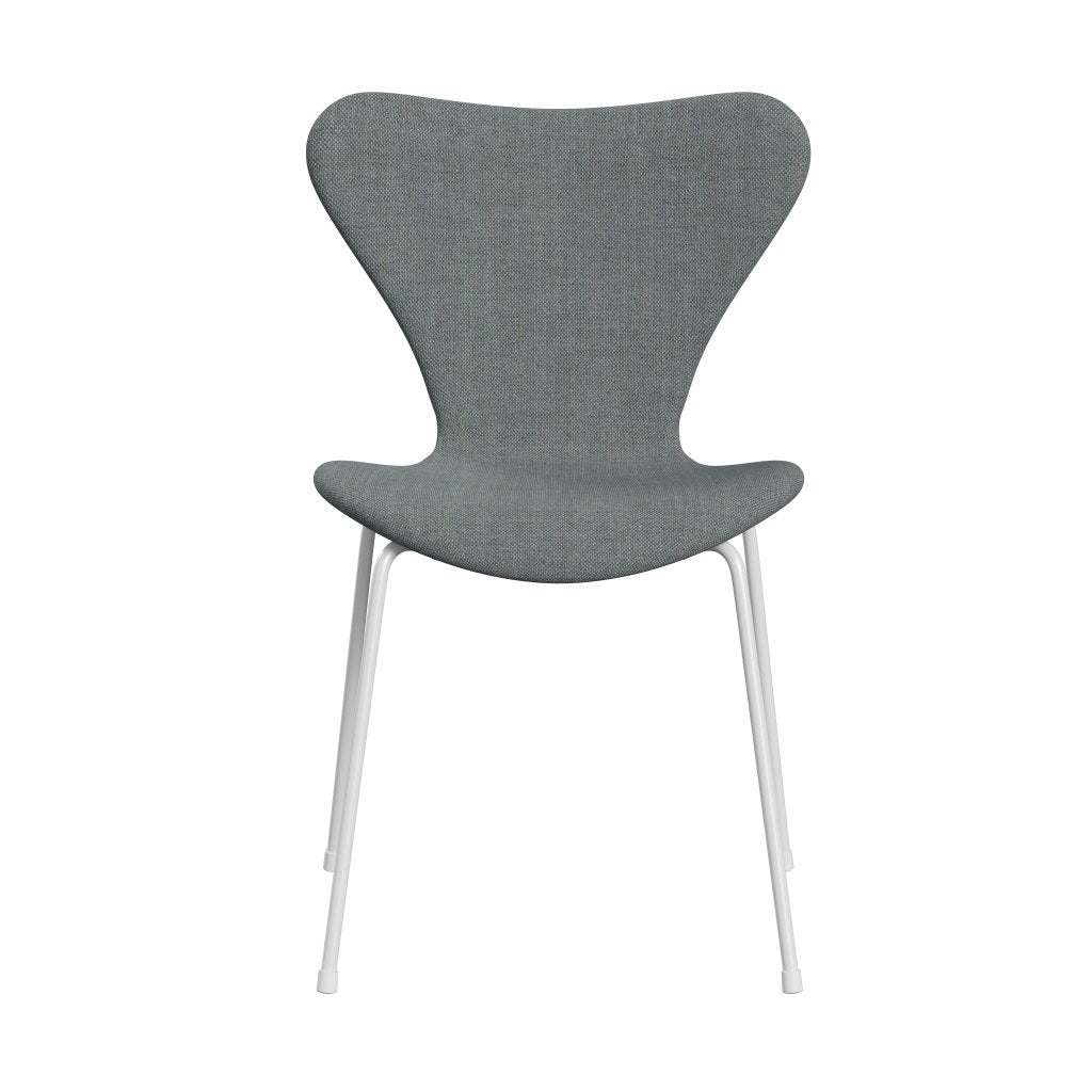 Fritz Hansen 3107 Chair Full Upholstery, White/Sunniva 2 Grey/Pale Green