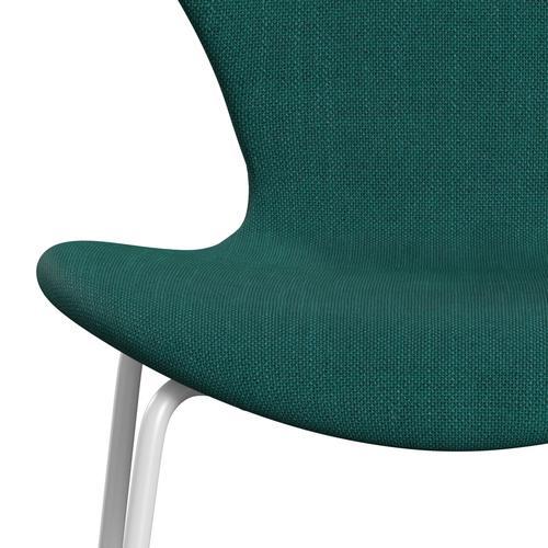 Fritz Hansen 3107 Krzesło pełna tapicerka, White/Sunniva 2 Green